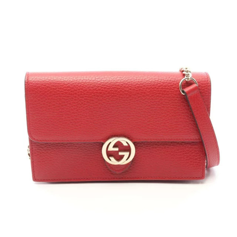 Gucci Interlocking G Shoulder Bag Leather Red